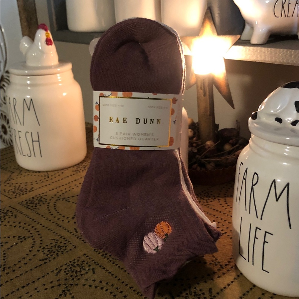 Rae Dunn Fall Themed 6 Pair Women’s Cushioned Quarter Socks Shoe Size 4-10